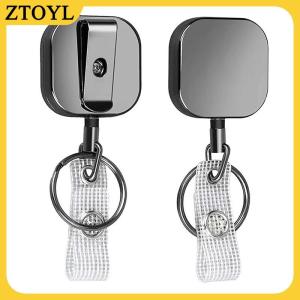 ZTOYL 1 cái dây thép gia cường 680mm dây kim loại nặng nhiệm vụ có thể thu vào Carabiner Keychain vành đai huy hiệu Reels Clip