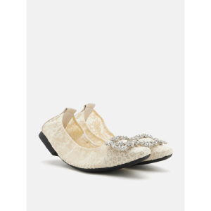 PAZZION 3312-5A Alina Lace Diamante Foldable Flats