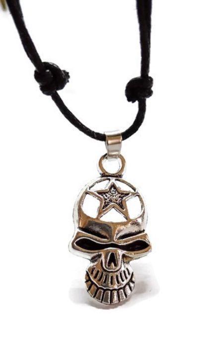 Robagin KT21 kalung tengkorak bintang perak pria wanita korea anti