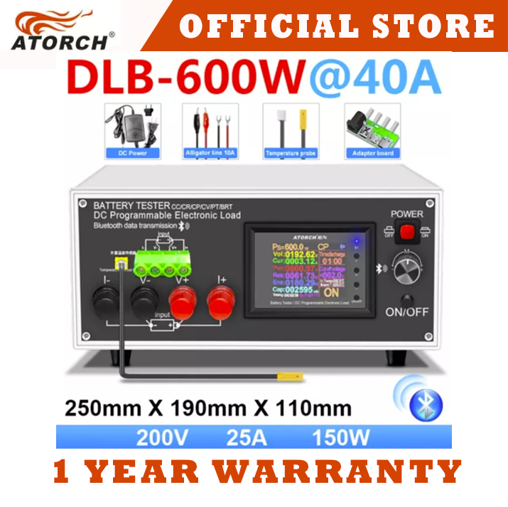 Atorch DLB600W 200V 40A Capacity tester DC Load Tester Programmable ...