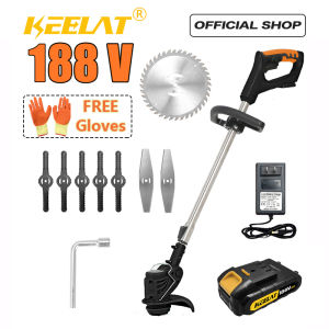 KEELAT Grass Cutter Battery Rechargeable Lawn Mower With Wheels Grass Trimmer With Lithium Battery
