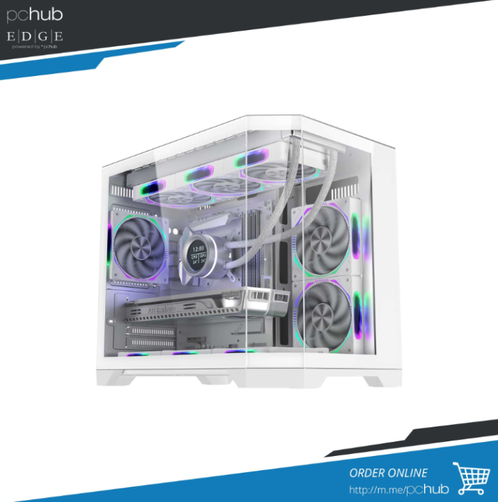 PChub | Coolman Spectra TG, pearl white, mATX, USB3 2A, dual chamber ...