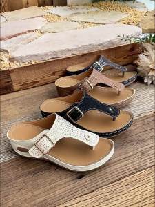 [Free Shipping] 2026 New Wedge-Heeled Thick-Soled Sandals For Women Comfortable And Non-Slip Perfect For Summer Wear With A Stylish And Versatile Design