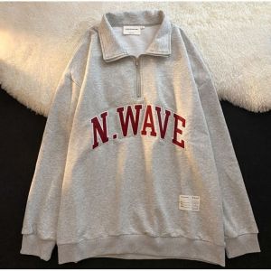 Trendy Vintage-Inspired Women’s Sweatshirt Featuring a Loose Fit Bold Letter Design and National Tide Style Perfect for Casual Chic Looks with a Comfortable and Fashionable Twist for Every Occasion