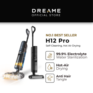 Dreame H12 Pro Wet Dry Cordless Vacuum Cleaner Smart Floor Scrubber Cleaner | Dual Edge Cleaning | 99.9% Sterilisation | Hot-Air Drying |Anti Hair Tangle | 2 Years Warranty