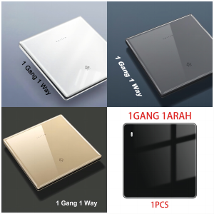 Saklar Kaca Tempered Multigang 1/2/3 Gang Warna Putih/Abu-abu/Emas/Hitam