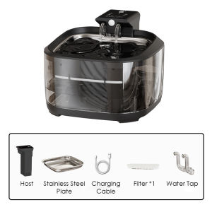 4.5L Stainless Steel Cet water Fountain 5000mAh Battery Intelligent Pat Water Fountain for Cat Dog Water Dispenser Automatic Wireless Sensor Rechargeable Cat Water Fountain