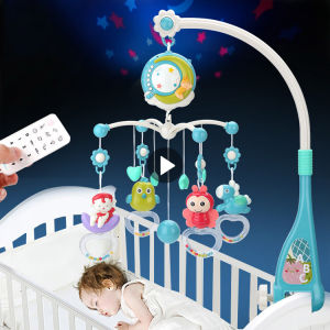 Baby Mobile Rattles Toys Cartoon Animal Crib Bed Bell Toddler Rattles Carousel For Cots Kids Musical Early Educational Toy for 0-12 Months Newborn Gift