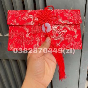 [Sỉ Rẻ Nhất] Túi Gấm Ngọc Bội Thổ Cẩm Thêu Long Phụng Tua Rua Lì Xì Đựng Quà tặng May Mắn