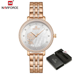 NAVIFORCE Top Brand Luxury Womens Watches Original Fashion Casual Stainless Steel Strap Quartz Waterproof Women Watch Girlfriend