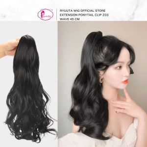 Ryuuta Wig Extension Ponytail Jepit Gelombang Panjang Z03 Hitam Coklat 45 cm