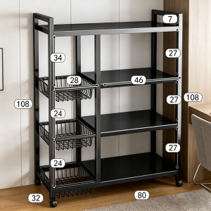 304 Stainless Steel Rolling Tool Storage Rack With Lockable Wheels Heavy Duty Multi-Layer Hardware Organizer Cabinet Adjustable Storage Shelf For Workshop Tools Power Tools Kitchen Appliances Microwave Spice Vegetable Space Saver