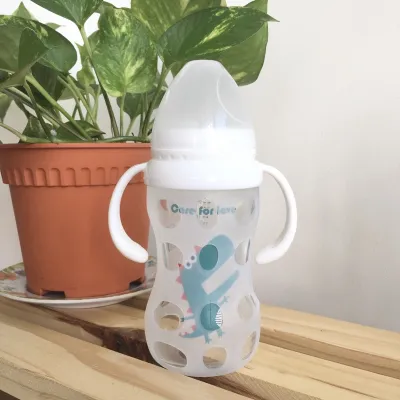 240ml Wide Neck Glass Milk Nursing Feeding Bottle 玻璃奶瓶 (TEAT NOT INCLUDED/NO PUTING) Dinosaur Botolsusu Gelas Susubotol