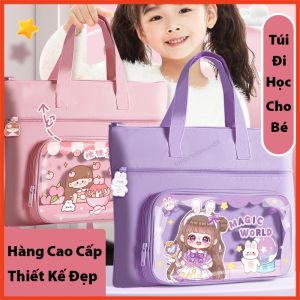 Túi Vải Canvas Kích Thước Lớn Túi Học Với 3 Ngăn Đựng Giấy A4 Thiết Kế Dễ Thương Nhiều Mẫu Đẹp