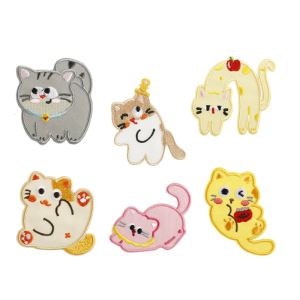 6 Pcs Lovely Cats Sewing Patches Iron on Embroidered Patches Cartoon Animal Sew On Appliques Patches for Clothes Hat