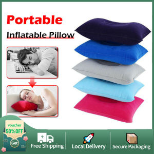 【24 hours delivery】Camping Pillow Inflatable Travel Air Pillow PVC Nylon Nap Cushion Bantal Angin Travel Hiking Pillow Head Rest