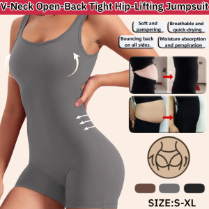 Womens Backless Bodycon Jumpsuit V Shaped Slim Fit Hip Lifting Romper Sleeveless Yoga One Piece Bodysuit