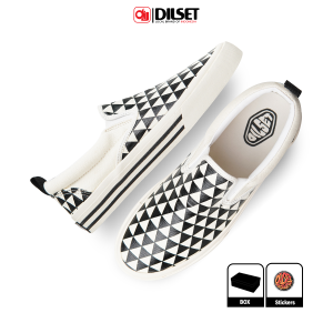 DILSET - Slip On Vinretro Triangle Off White CB | Sepatu Slip On Original | Sepatu Slip On Pria | Sepatu Slip On Sekolah | Sepatu Murah | Sepatu Casual