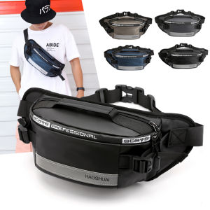 Waterproof Sling Bag Fanny Pack for Motorcycle Nylon Reflective Strip Waist Bag Anti-theft Mobile Phone Belt Crossbody Chest Bag