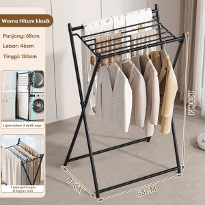 Jemuran Baju Besi Lipat Rack Jemuran Handuk Lipat Rak Gantungan Lantai Baju Lipat 160CM