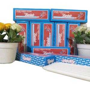 Paket 10 Pak Lilin Putih Cap Kwpinis Isi 8 Batang Cap Kapinis Biru Lilin Murah