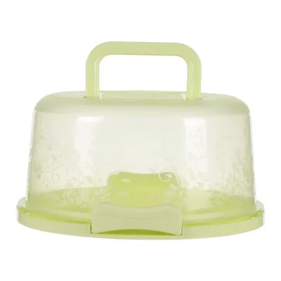 FEBBILY Transparent Cake Storage Box Cake Packaging with Lid and Handle Storage Tray Portable Round Cake Carrier Container Stand