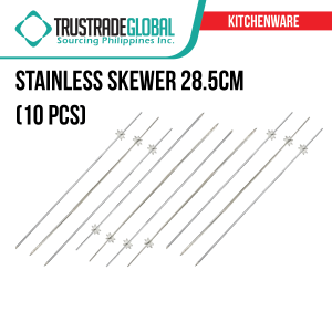 10pcs 28.5cm Stainless Skewer Reusable Barbecue Metal Sticks Grilling Accessories Outdoor Grill