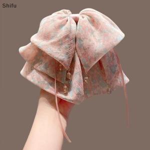 [ShiFu] Elegant Women Large Bow Hair Claw Fashion Multi-layer Big Bowknot Barrettes Hairpin Multi-color Ponytail Clip Hair Accessories