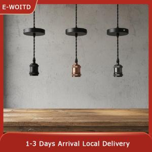 E-WOITD 1Pcs Ceiling Lamp Holder Socket Lamp Base For Hanging Pendant Lights Chande Vintage E27 Hanging Lamp Holder With 100cm Hanging Wire