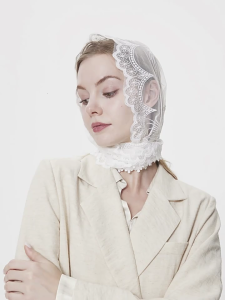 Thanh lịch ren mantilla tấm màn che cho đám cưới truyền thống khăn choàng ren Veil Head bao gồm cho đông chính thống islams Mũ sắt