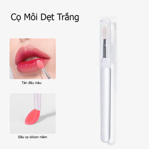 Cọ Môi Silicon Đầu Dẹt Mini Có Nắp Đậy Vệ Sinh Dễ Dàng Cọ Tán Son Môi Cầm Tay Thiết Kế Bỏ Túi Chống Bám Bụi Tiện Lợi