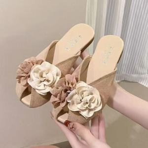 Free Shipping Floral-Patterned Slip-On Sandals New Spring/Summer Style Comfortable And Stylish For Women