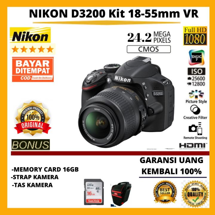 NIKON D3200 KIT 18-55MM VR LENSA FREE ACCESORIES KAMERA Aksesori