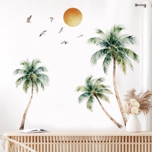 Decal Dán Tường Cây Dừa Nhiệt Đới Phong Cách Tropical Có Keo Sẵn 116x93cm - Trang Trí Nhà Cửa