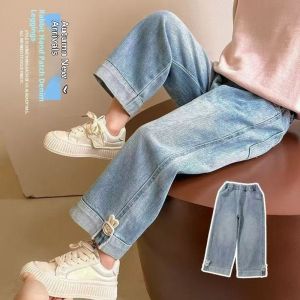 TUmama Quần denim thỏ hoạt hình dễ thương cho bé gái mùa thu thời trang mới