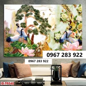 Tranh gạch 3d tùng hạc men