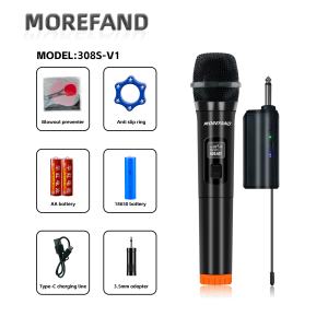 Wireless Microphone UHF Handheld 2 Rechargeable Mike Dynamic Mic Karaoke Microphone Mikecropone Wireless