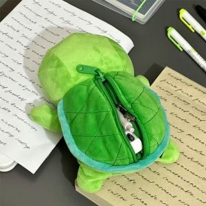 NOBLELUX Plush Pen Bag Shark/Turtle Multifunctional Pencil Case Cartoon Large Capacity Pen Box Student