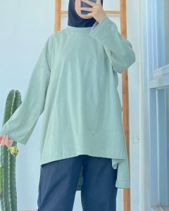 Kaos Polos Wanita Lengan Panjang Blouse Atasan Murah BASIC OVERSIZE TOP KAOS KATUN COMBED LD 130 CM