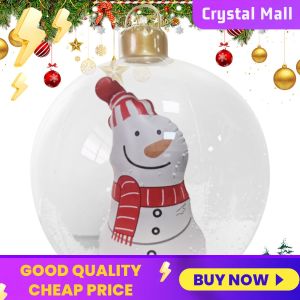 COD [Free Shipping] Holiday Inflatable Lighted Christmas Ball PVC Decorated Ornament for Celebrations and Home Decor
