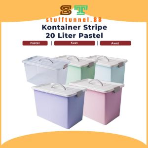 Kontainer Box Serbaguna Stripe 20 Liter PastelKotak Penyimpanan tas dll Premium