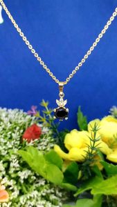 Kalung Nori Ukir 03 Free Liontin Permata Hitam Perhiasan Fashion Wanita Mewah Anti Luntur