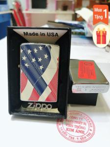 {La mã} Bật Lửa Zippo mộc đáy La mã mẫu Bạc Xước in sơn hoạ tiết Lá Cờ Mỹ Vỏ bằng đồng ruột bằng thép CÓ TEM ĐỎ