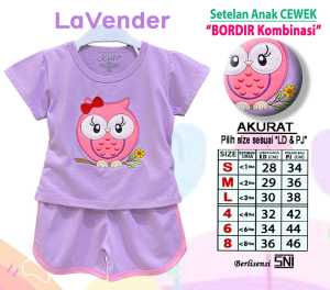 Kelfi Setelan / Stelan Baju Anak Cewek Bahan Bordir Komb Usia 1 - 8 Tahun yona Edition
