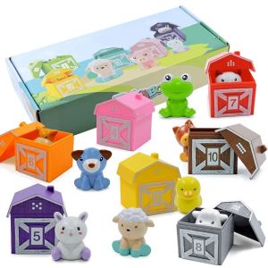 PETPARADIS Phân loại màu sắc Găng tay ngón tay hình thú Giáo dục sớm Tương tác Đồ chơi học tập cho trẻ mới biết đi Đồ chơi sinh nhật Nhựa Nhà ghép hình động vật Bé tập đi