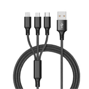 Kebidumei 3 in 1 Fast Charging Cable Micro USB Type-C Fast Charger Cable Data Cable For Phone