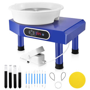 NantFun เครื่องล้อเครื่องปั้นดินเผาขึ้นรูปเซรามิกปรับระดับได้60-300รอบต่อนาทีที่เหยียบหน้าจอ LCD ด้วยมือ ABS อ่างแบบถอดได้