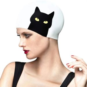 FGJHD Swimming Accessories For Women Elastic Thickened Waterproof Cartoon Cat Diving Hat Swimming Hat Swimming Cap Swim Pool Cap