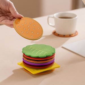 GAOSU 8Pcs/Set Chống trượt Miếng lót hình bánh burger Dễ thương Chịu nhiệt Thảm Cách Nhiệt PVC Bền Không thấm nước Tấm lót tách trà/Cà Phê Nhà bếp
