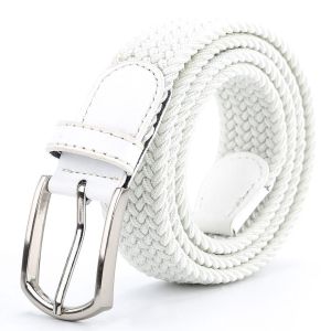 Thắt lưng nam 110cm 2026 Sang trọng Màu xám trắng Khóa da cao mới đàn hồi bện Phụ nữ giản dị Vải Hàn Quốc Tất cả phù hợp với Pin Denim2026